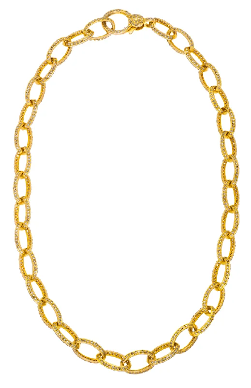 Ladies silver tennis necklace-Amanda Chain Yellow Gold