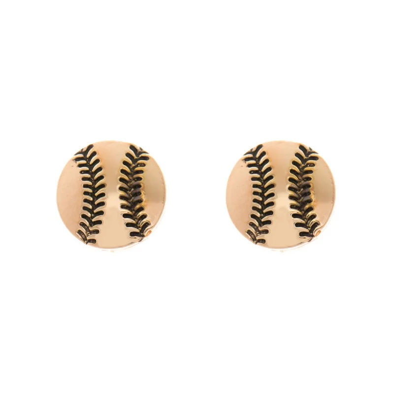 Ladies hoop earrings-Softball Earrings - Rose Gold