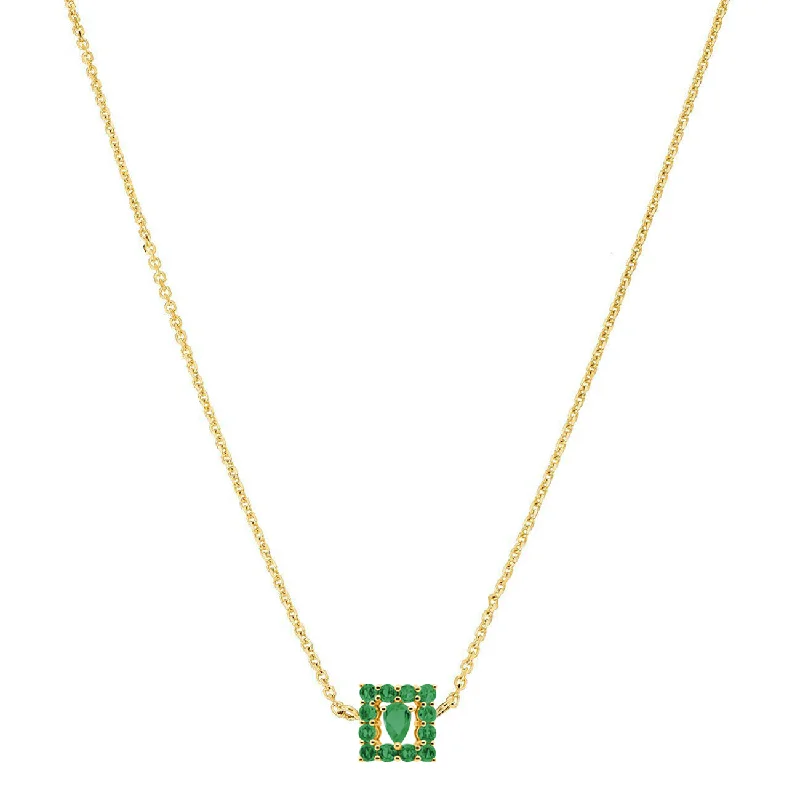 Ladies layered pendant necklace-Becca Necklace Emerald