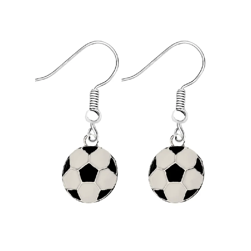 Ladies sapphire earrings-Soccer Ball Earrings