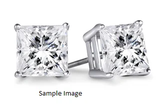 Ladies ruby earrings-PRINCESS DIAMONDS 2.69CTW STUD EARRINGS