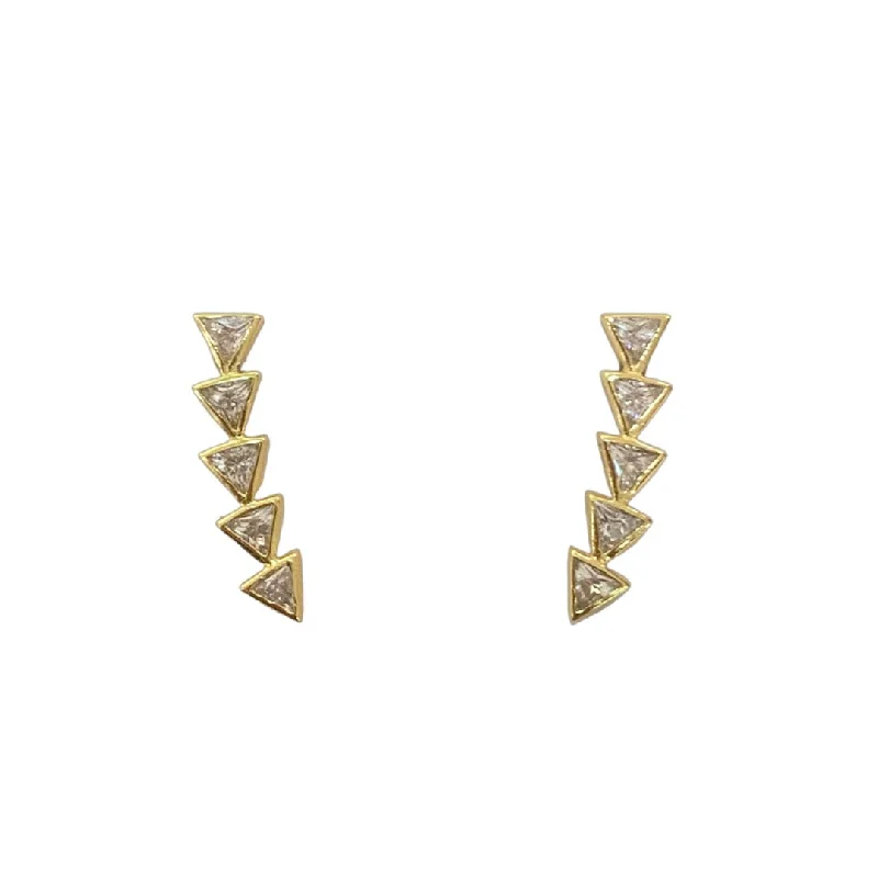 Ladies sterling silver stud earrings-Clara Mini Triangle Crawlers