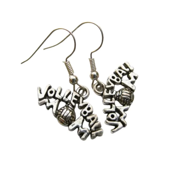 Ladies gold chain earrings-Volleyball Mom Earrings