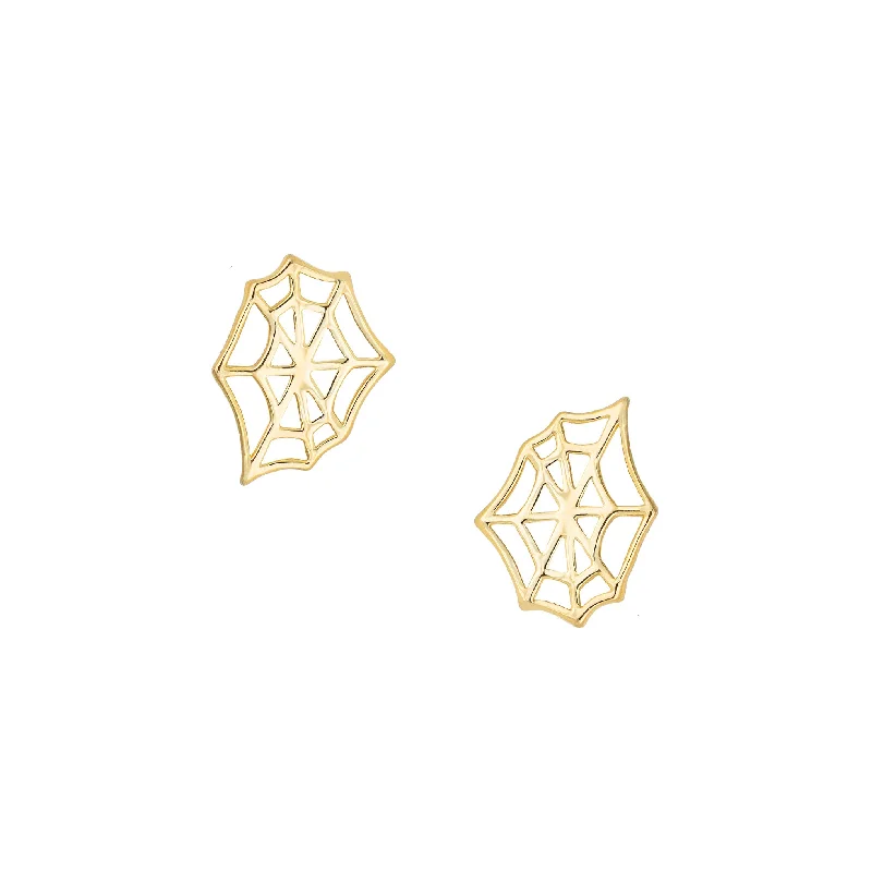 Ladies sparkling earrings-Spiderweb Studs