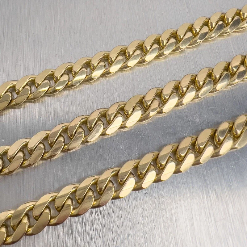 Ladies gold necklace-14k Yellow Gold Miami Cuban Curb Link 8.80mm Chain Necklace 24" 124.4g HEAVY