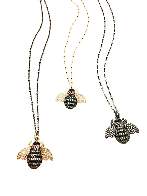 Ladies chain necklace-BZZZ Bees Necklace