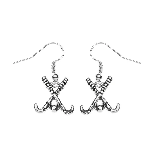 Ladies fashion statement earrings-Field Hockey Stick Earrings