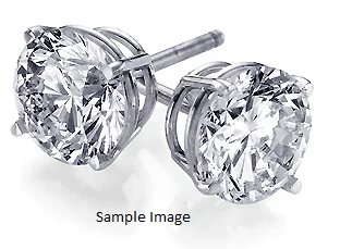 Ladies oval earrings-LAB GROWN ROUND DIAMONDS 1.42CTW STUD EARRINGS