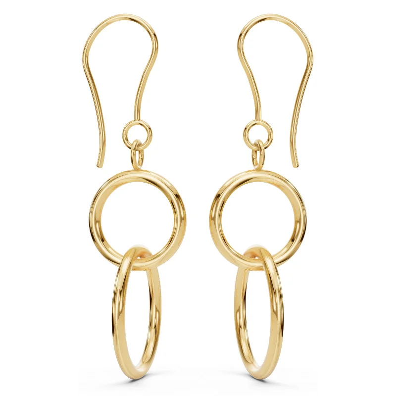 Ladies ear cuffs earrings-Small Gold Round Drop Earrings