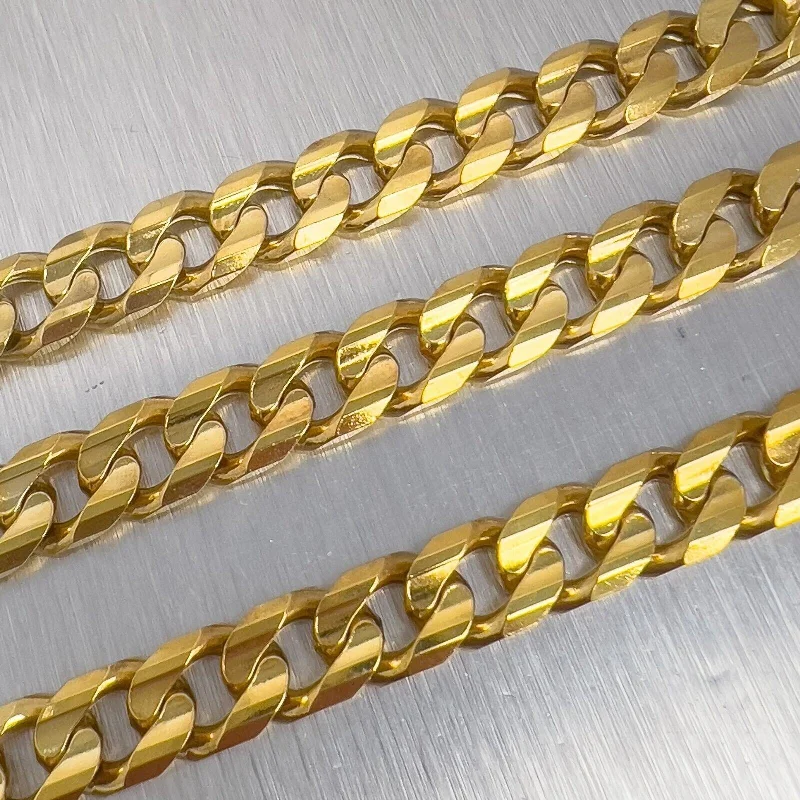 Ladies chain necklace-14k Yellow Gold Cuban Curb Link 8.50mm Chain Necklace 26.5" 104.8g HEAVY ITALY