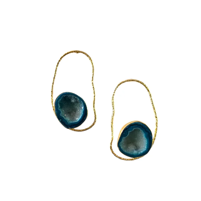 Ladies classic stud earrings-Druzy Irregular Hoop Earrings