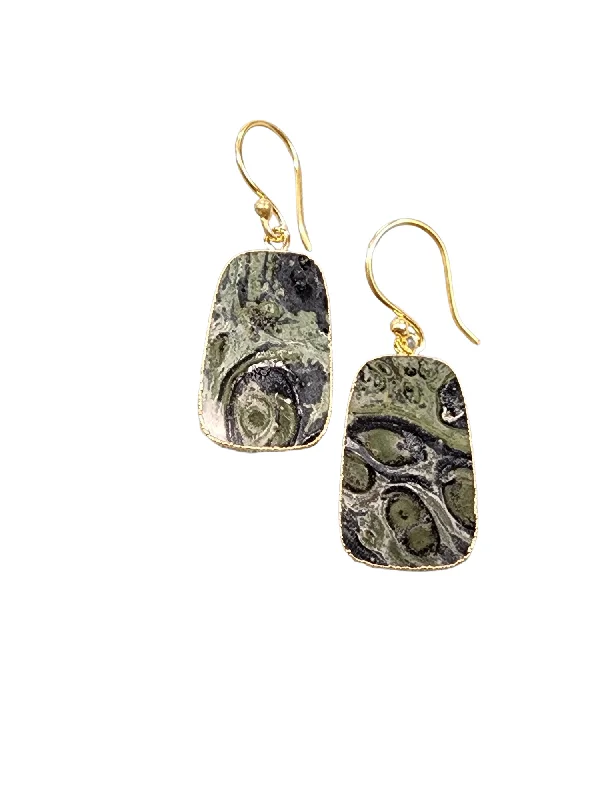 Ladies multi-colored earrings-The Pam Kambamba Jasper Slab Earrings