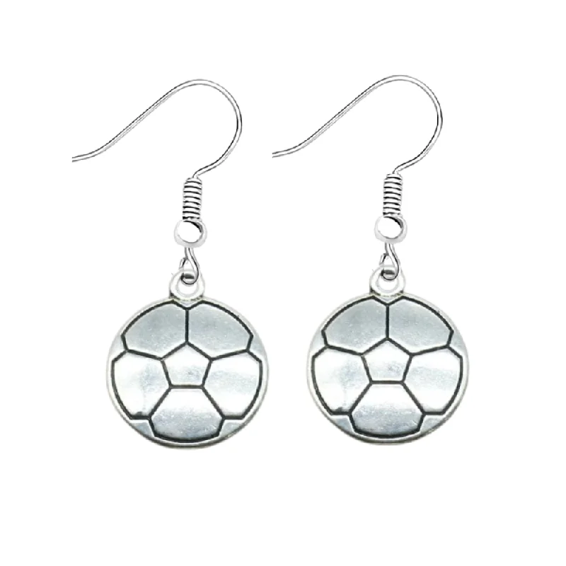 Ladies ruby earrings-Soccer Earrings