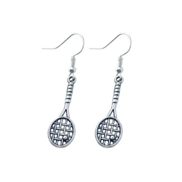 Ladies fashion gold earrings-Tennis Racquet Earrings