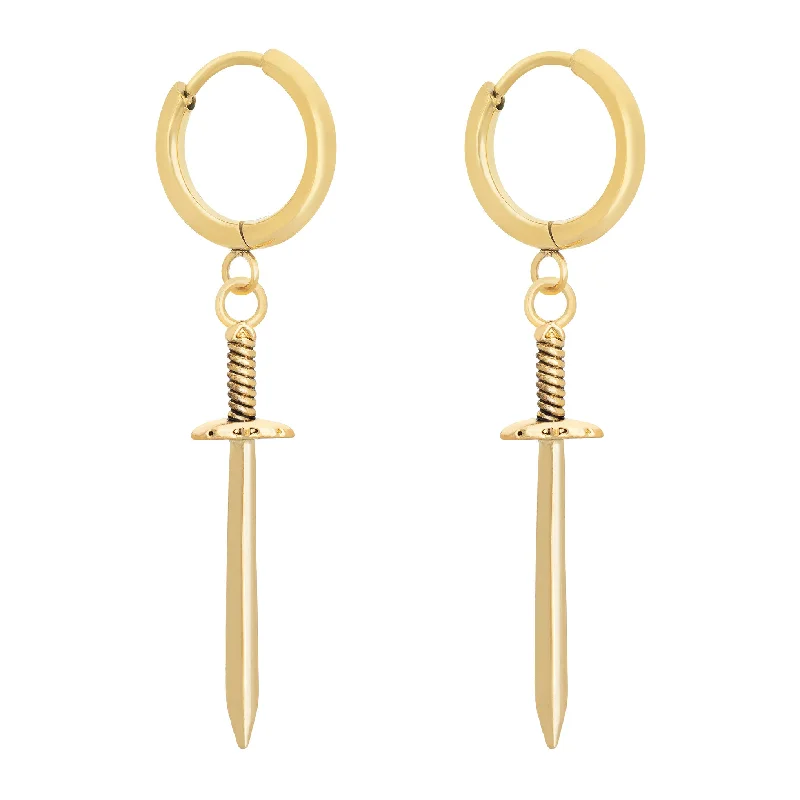 Ladies chain earrings-Sword Earrings