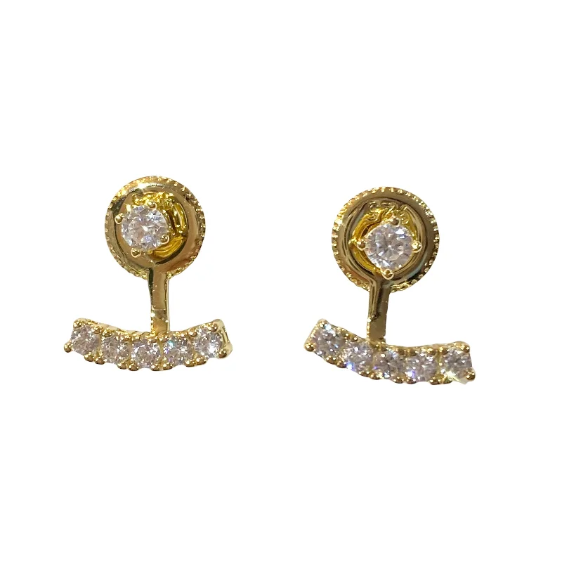 Ladies gold-plated earrings-Jacklyn Mini Swing CZ Jacket Earrings