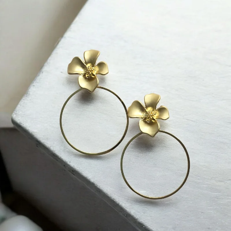 Ladies gold hoop earrings-The Halley Matte Hoop Earrings