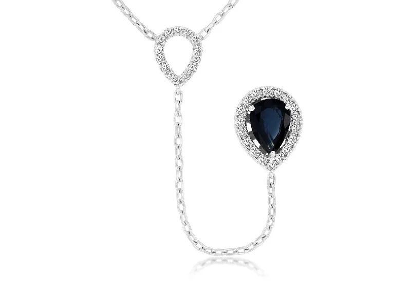 Ladies delicate necklace-Gemstone & Diamond Lariat Necklace