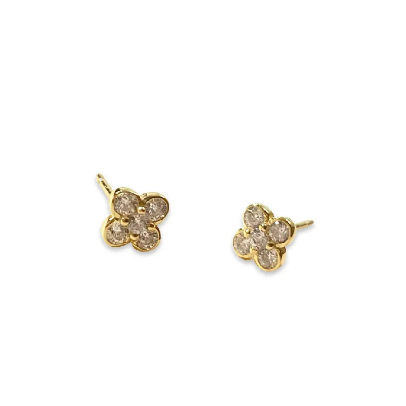 Ladies luxury earrings-Tiny Flora Bezel Studs