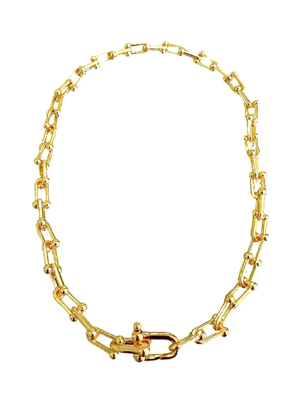 Ladies pendant necklace for women-Gold Tiffany Link Necklace