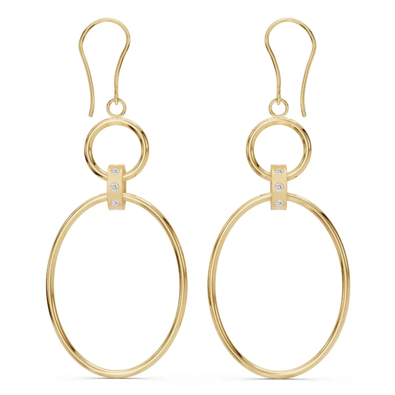 Ladies crystal earrings-Gold Drop Loop Earrings