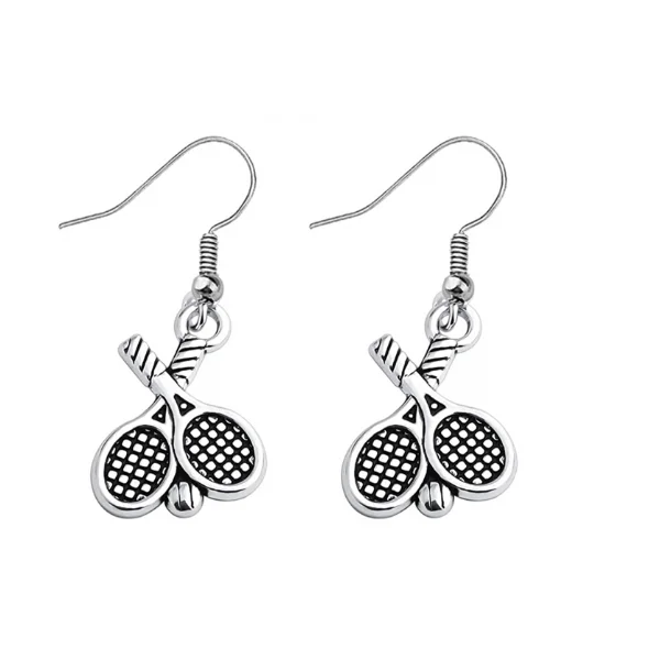 Ladies pearl earrings-Tennis Racket Earrings