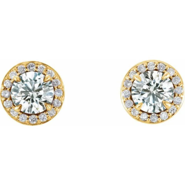 Ladies crystal earrings-14K Yellow 3.5 mm Natural White Sapphire & 1/8 CTW Natural Diamond Earrings