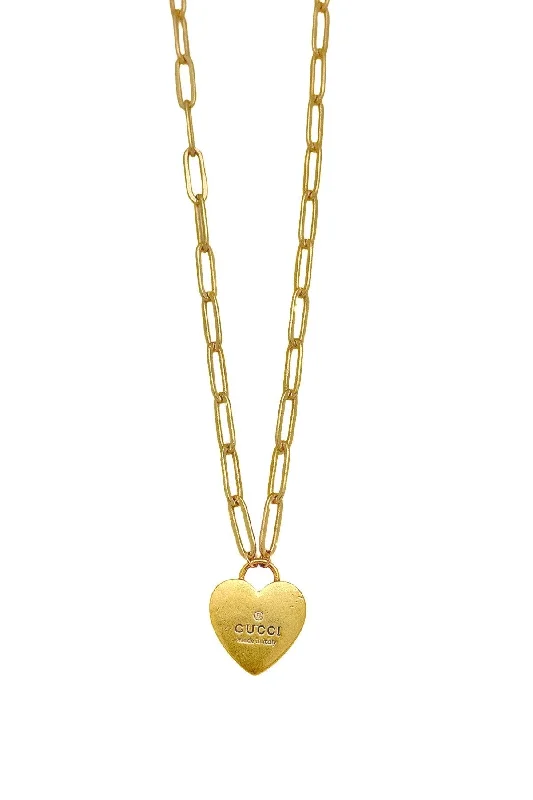 Ladies trendy necklace-GG Gold Heart Necklace