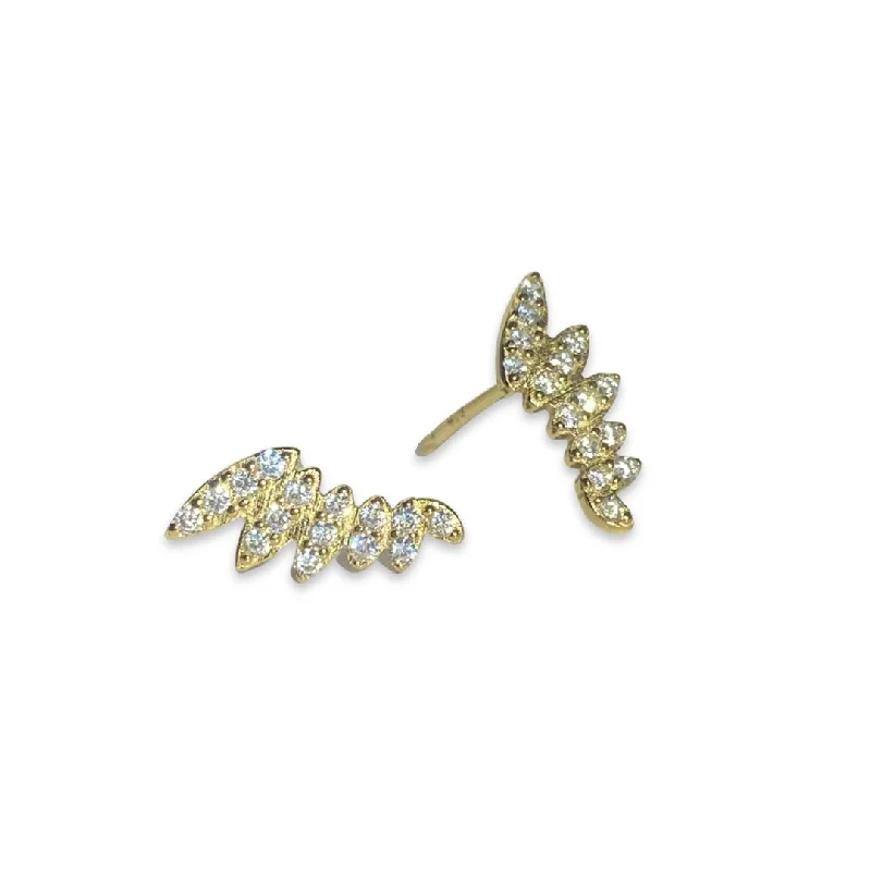 Ladies pearl earrings-Angel Wing Pave Studs