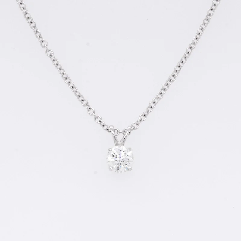 Ladies luxury diamond necklace-14k White Gold Single Diamond Pendant Necklace 0.27ct H SI1 18" 1.9g