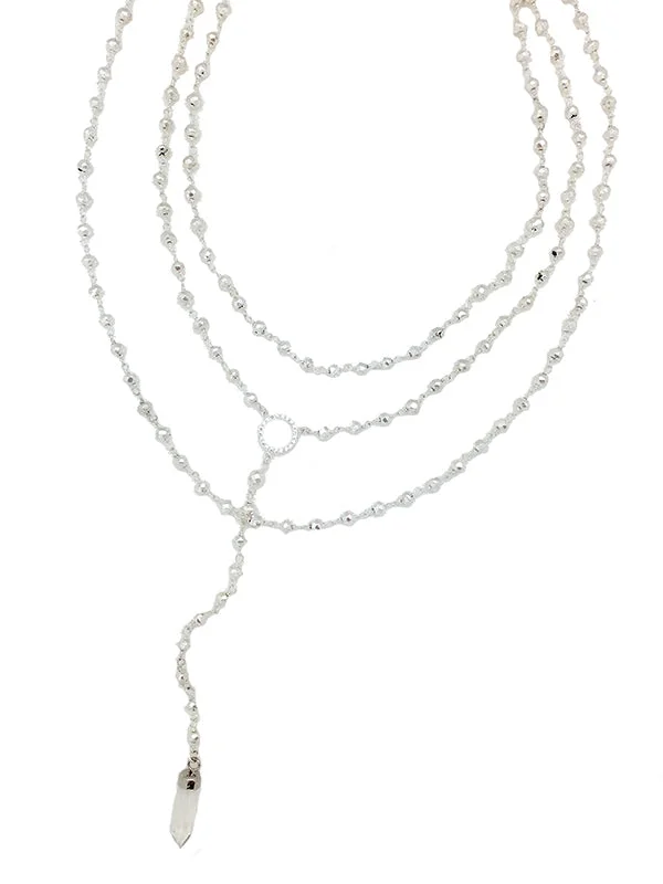 Ladies sterling silver necklace-Silver 3 Layer Neck