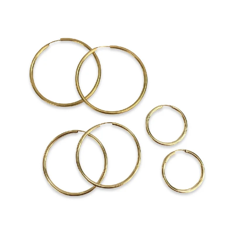 Ladies long statement earrings-Sterling Silver Hoops Gold Thick