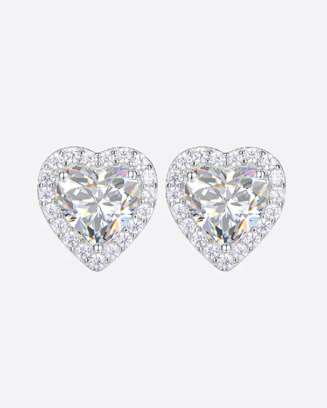 Ladies large earrings-MOISSANITE BIG LOVE STUDS. - WHITE GOLD