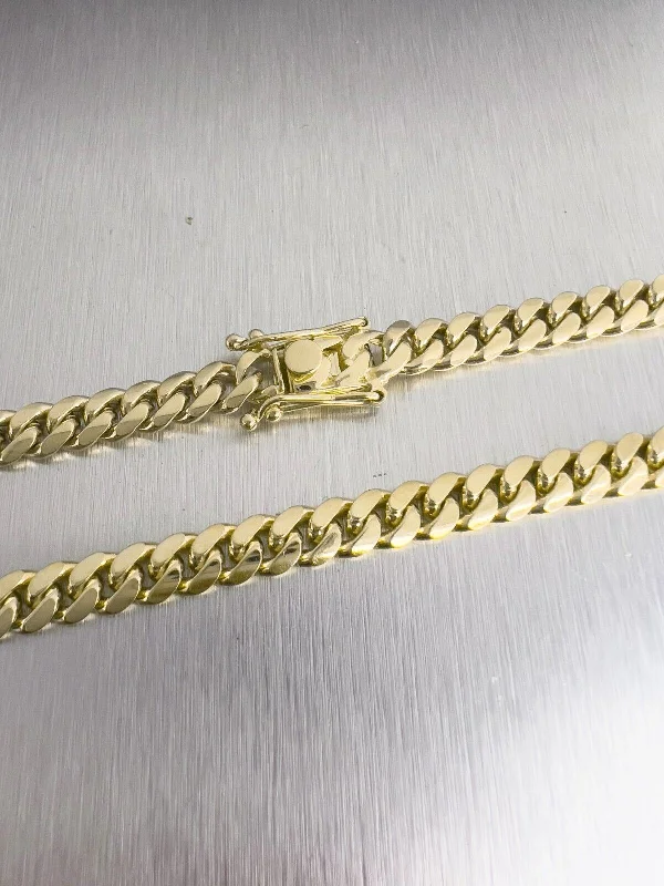 Ladies casual gold necklace-14k Yellow Gold Miami Cuban Curb Link 6.70mm Chain Necklace 24" 83.0g