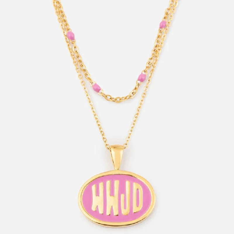 Ladies unique necklace-Pink WWJD Necklace Set