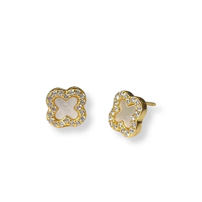 Ladies sapphire earrings-Flora (S) MOP Studs