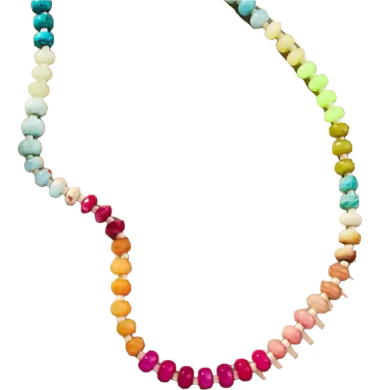 Ladies halo necklace-Rainbow Stone Necklace - Pastel Brights