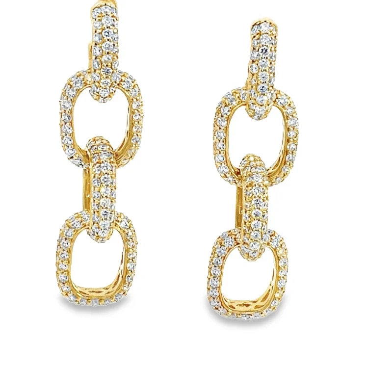 Ladies elegant earrings-LAB GROWN ROUND DIAMONDS 4.28ctw PAVE SET DANGLE EARRINGS