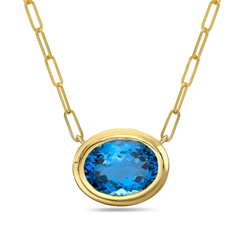 Ladies luxury necklace-Jumbo London Blue Topaz Necklace