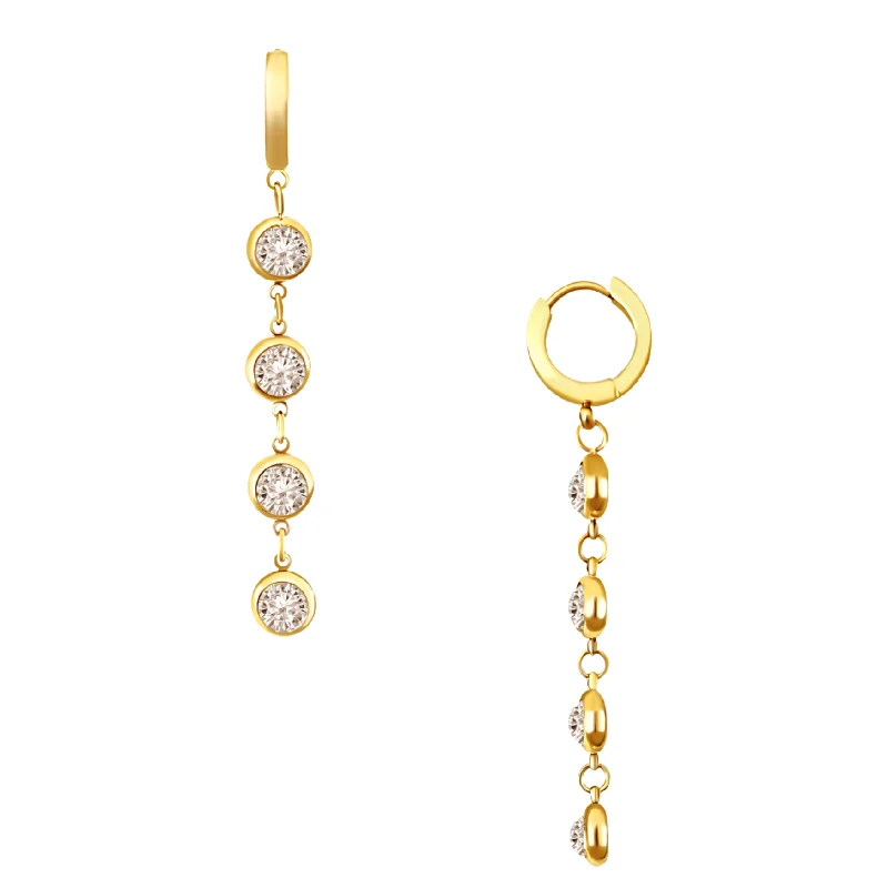 Ladies statement diamond earrings-Cadence Huggie Drop Earring - Gold