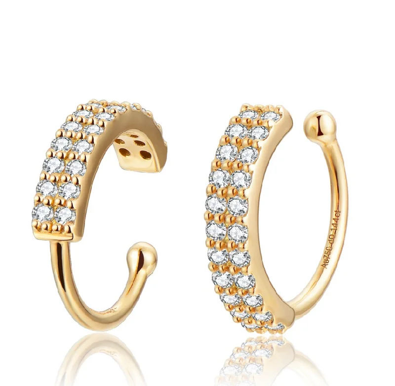 Ladies flower-shaped earrings-Tattoo - 18K Diamond Gold Ear Clip