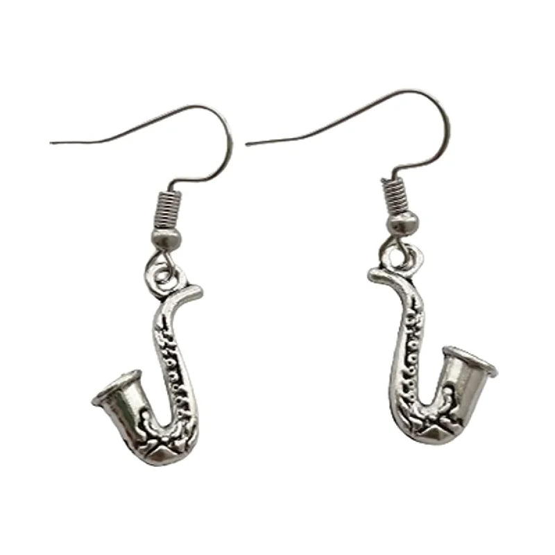 Ladies statement diamond earrings-Saxophone Earrings