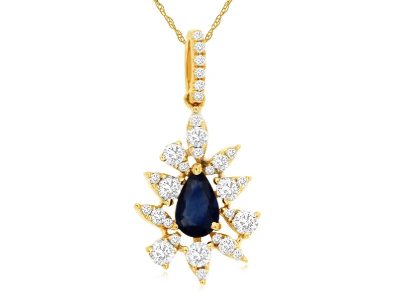 Ladies bridal necklace-Pear Shape Sapphire Necklace