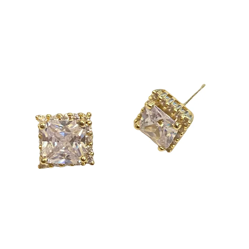 Ladies hoop earrings-Adriene Square Studs (L)