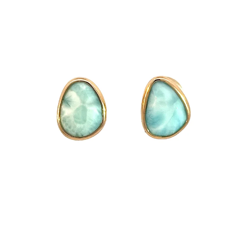 Ladies fashion jewelry earrings-Larimar Elizabeth Stone Earrings