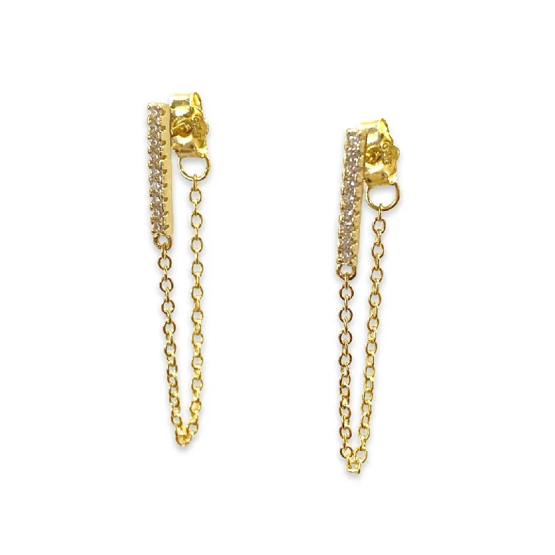 Ladies infinity earrings-Barbara Sparkle Chain Studs