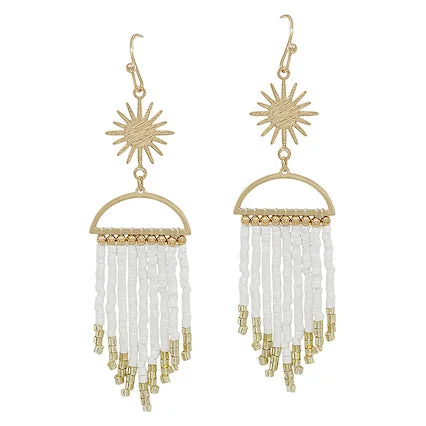 Ladies drop gemstone earrings-Meghan Browne Yang Earring - White