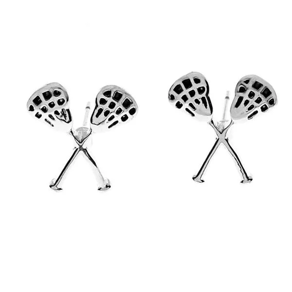 Ladies wedding earrings-Girls Lacrosse Stick Stud Earrings