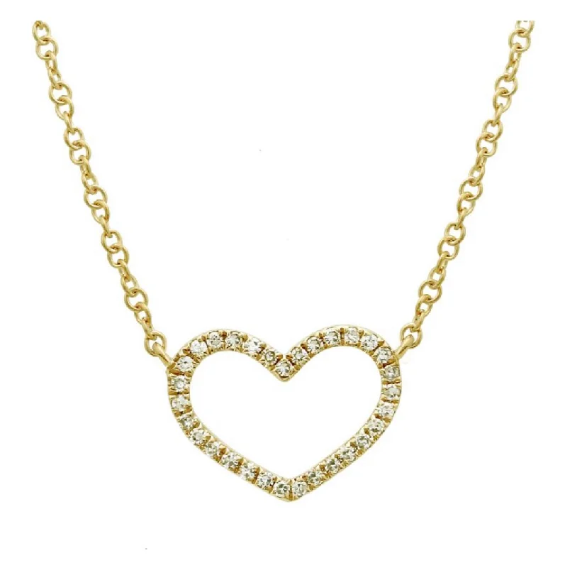 Ladies statement pendant gold necklace-The Jill Diamond Heart Necklace