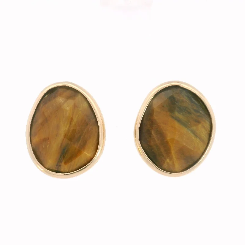 Ladies wedding stud earrings-Tigers Eye Elizabeth Studs